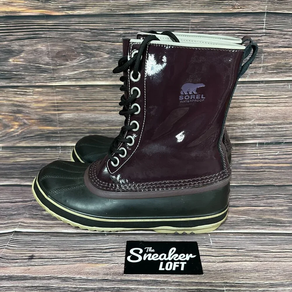 Sorel Dahlia‎ Women's Purple Patent Leather Insulated Snow Boots